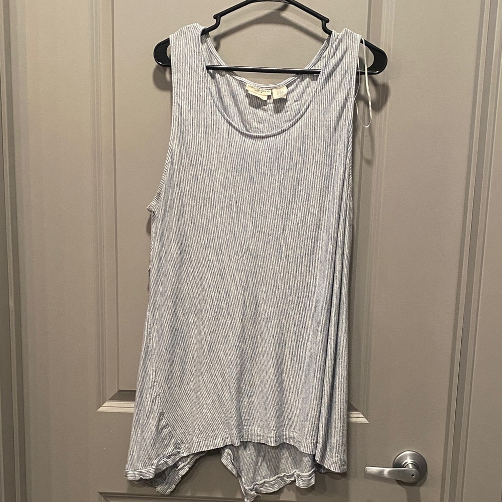Christian Siriano 100 Linen Tank Top 3X Striped Sleeveless Lightweight Summer